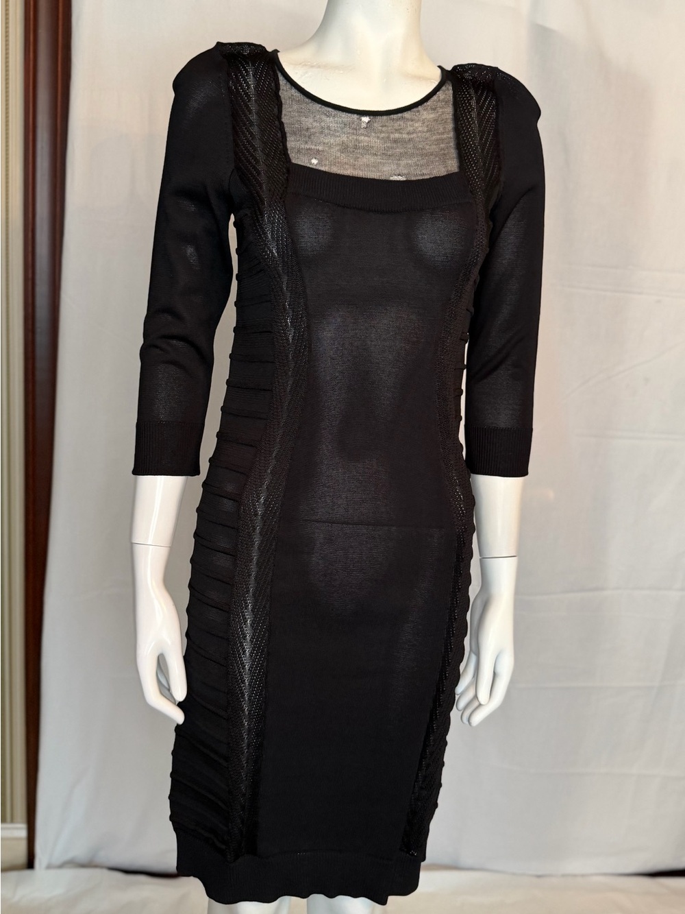 Just Cavalli Black Long Sleeve Knit Sheath Dress